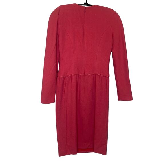 Vintage 1980’s Carolina Herrera for Bergdorf Pink Wool Dress Sz 4 Pink Zip Close - Picture 7 of 16